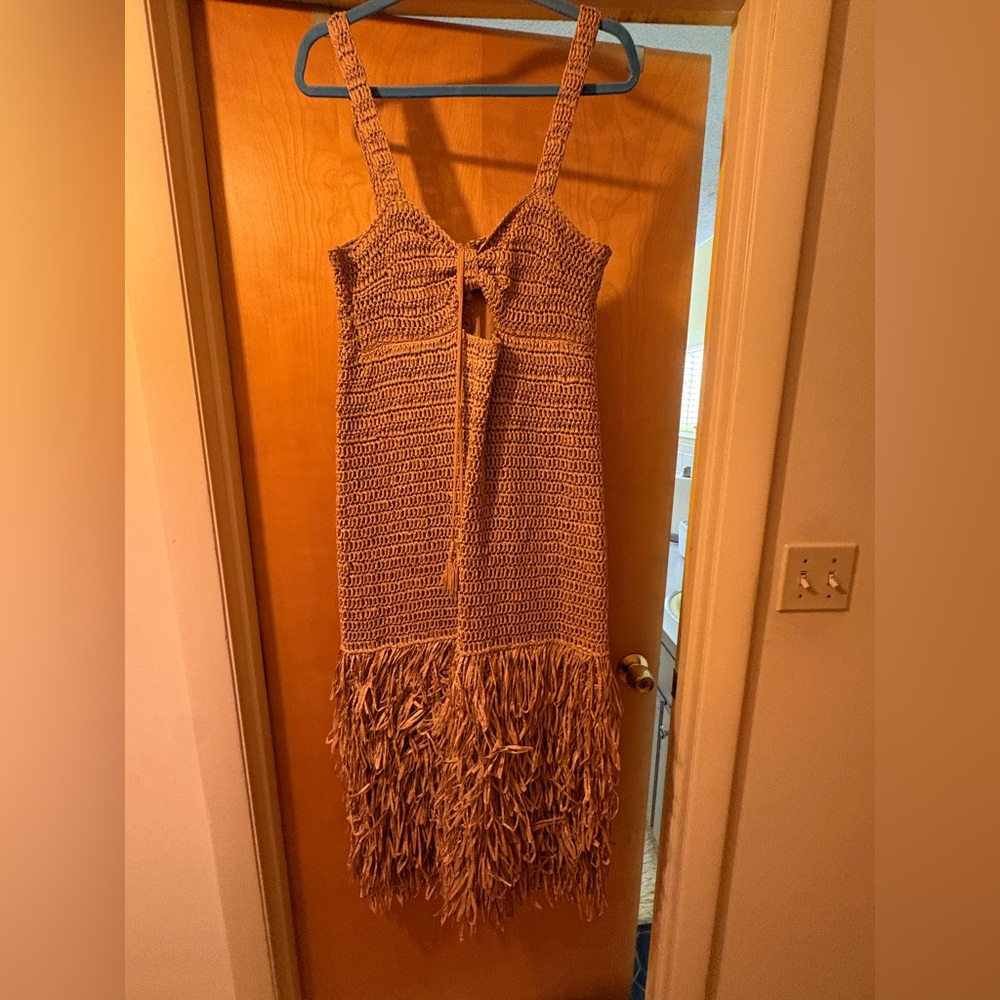 FARM Rio Tan Crochet Dress